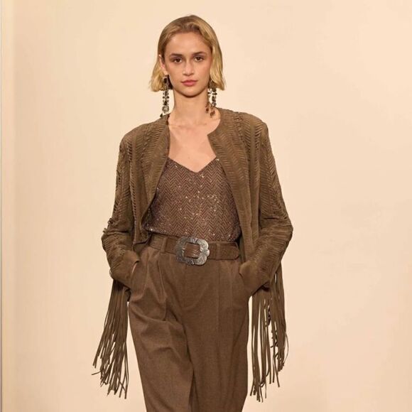 Ralph Lauren ~ Collection Made In Italy Helene Fringed Goat Suede Jacket - Picture 1 of 16